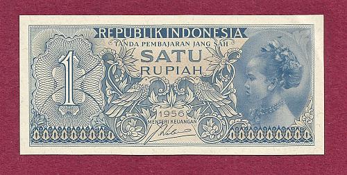 Indonesia 1 Rupiah 1956 Banknote HLK097391 - UNCirculated - Javanese Girl -Asia