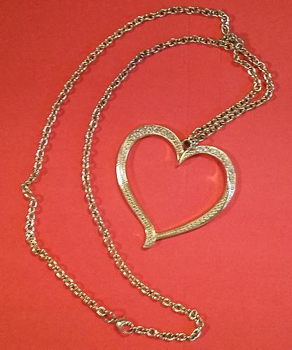 Heart Shaped Pendant Necklace on Gold color chain - Light Weight! Beautiful!
