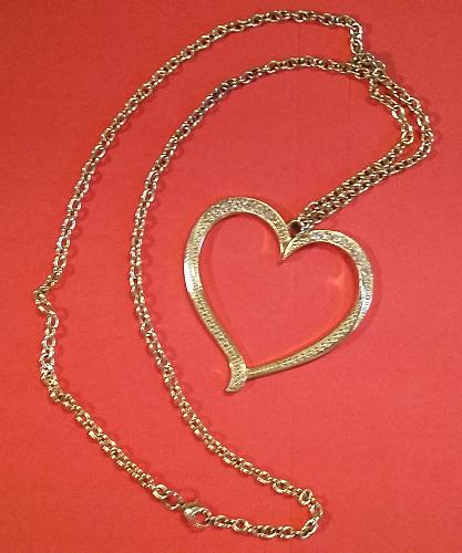 Heart Shaped Pendant Necklace on Gold color chain - Light Weight! Beautiful!