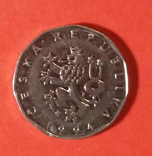 Czech Republick 2 Korun 1994 Coin - Crowned Czech Lion