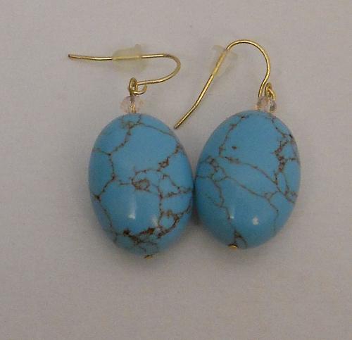 Womens Earrings Fashion Drop Dangle Blue Oval FASHION EARRINGS Hooks