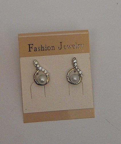 Women Stud Earrings Rhinestones Silver Tones Fashion Push Back Fasteners FASHION