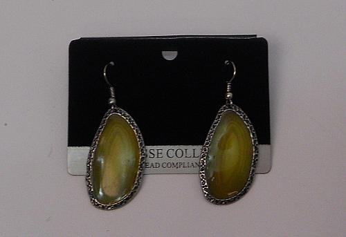 Women Cut Stone Earrings Drop Dangle Silver Tones Hook Fasteners FASHION NOBLESS