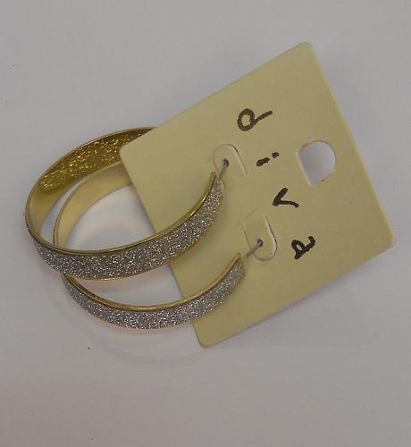 Women Hoop Earrings Fashion Silver Glitter Gold Tones Leverback Fasteners DIVA