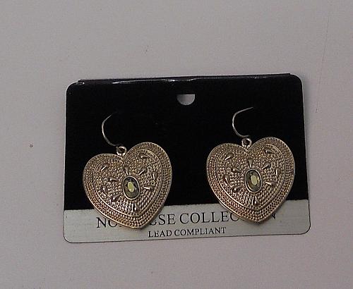 Heart Earrings Women Rhinestones Drop Dangle Silver Tones Hook Fasteners FASHION