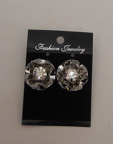 Womens Earrings Fashion Rhinestones Silver Floral Cluster FASHION JEWELRY Push B