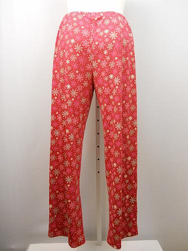 Women Knit Pajama Bottoms SIZE XL Red Print Elastic Waist Straight Legs Unbrande