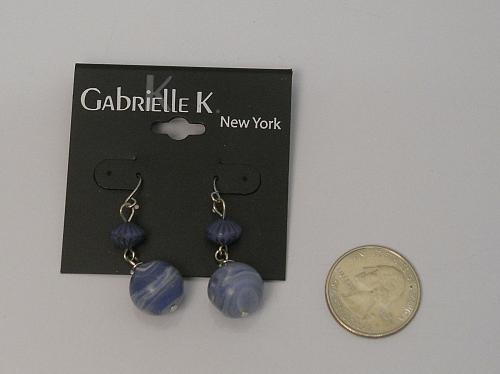 Women Fashion Earrings Drop Dangle Blue Round Beads Hooks GABRIELLE K NEW YORK