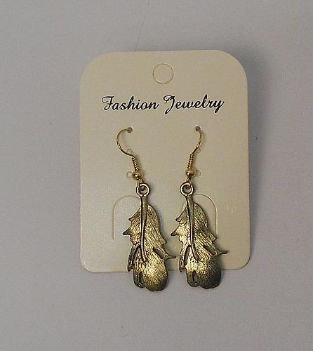 Women Leaf Earrings Drop Dangle Gold Tones Hook Fasteners FASHION JEWELRY