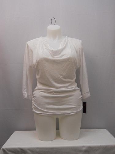 Womens Knit Top SIZE XL NO BOUNDARIES Solid White Lace Back Cowl Neck