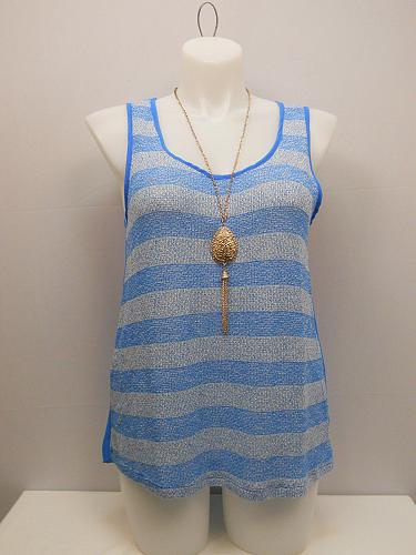 Women Sheer Tank Top PLUS SIZE 1XL 2XL 3XL Blue Sleeveless Necklace COLOR SWATCH