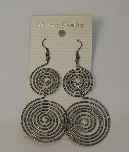 Women Coil Earrings Drop Dangle Silver Tones Hook Fasteners FASHION JEWELRY