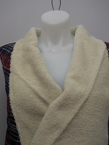 Womens Vest Shearling Wrap PLUS SIZE 4X CONCEPTS Plaid Wide Collar Sleeveless