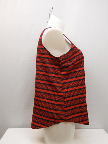 Tank Top Woven Womens SIZE XL FADED GLORY Red Navy Striped Scoop Neck Sleeveles