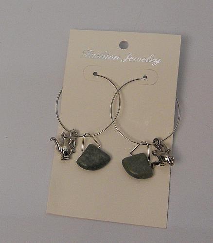 Women Magic Lantern Charm Hoop Earrings Silver Tones Threader Fasteners FASHION