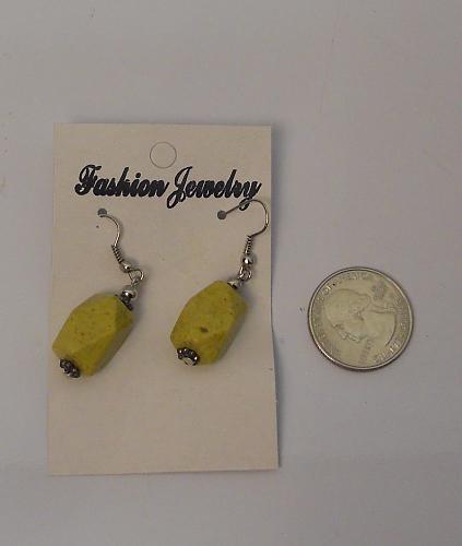 Women Yellow Earrings Drop Dangle Silver Tones Hook Fasteners FASHION JEWELRY