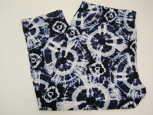 Women Sueded Capri Leggings Blue Tie Dye Print Super Soft Sueded SIZE 2XL