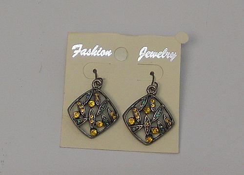 Women Earrings Multi Rhinestone Drop Dangle Gold Tones Hook Fasteners FASHION