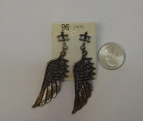 Earrings Angel Wings Unisex Drop Dangle Fashion Copper Tones Unbranded Push Back