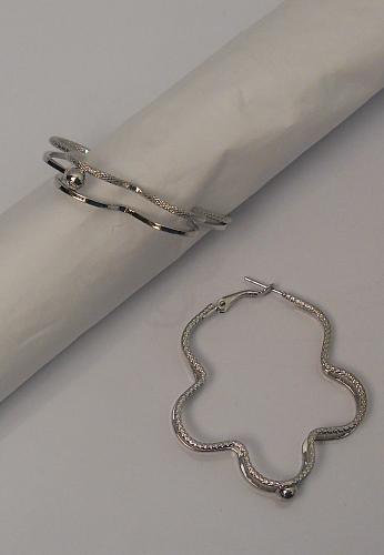 Women Hoop Flower Earrings Fashion Silver Tones Leverback Fasteners FASHION JEWE