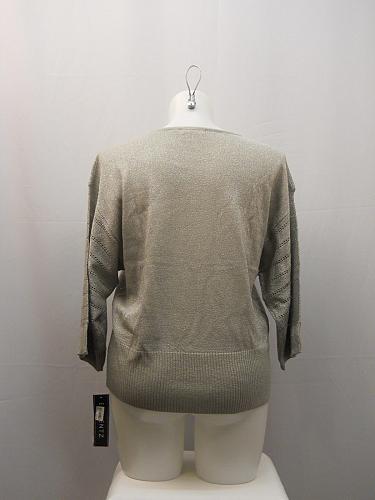 Womens Sweater Size XL Elementz Silver Kimono Sleeves Scoop Neck Thin Acrylic