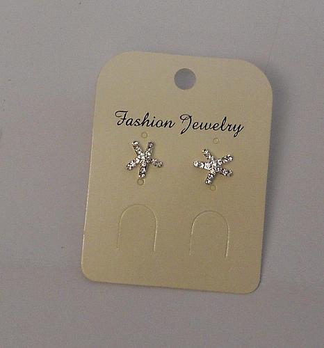 Starfish Earrings Women Rhinestones Stud Silver Tones Push Back Fasteners FASHI