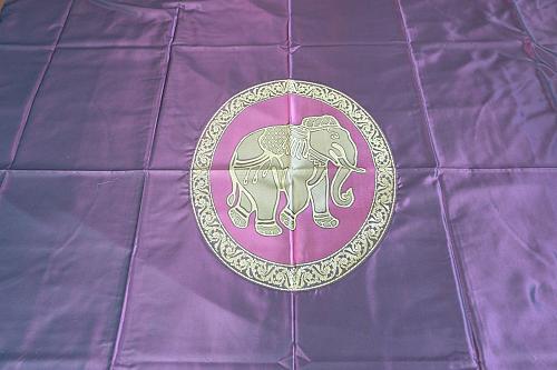 Purple King And Queen Bed Cover Elephant Khodchasarn Fabric 205cm. X 260cm.