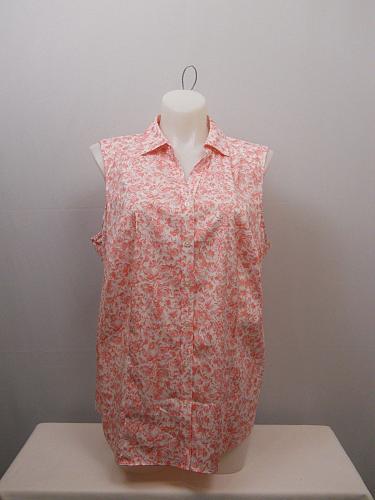 Women Button Shirt CHARTER CLUB PLUS SIZE 18W Pink Floral Collared Sleeveless