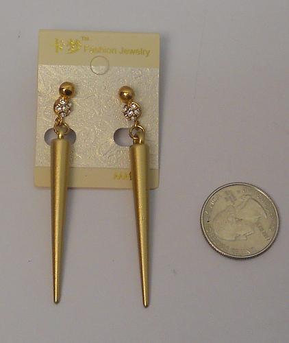 Women Spike Gothic Earrings Drop Dangle Gold Tones Fashion Push Back Fasteners