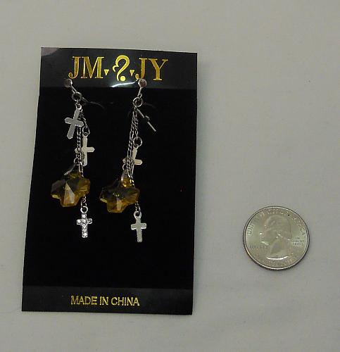 Unisex Gothic Earrings Chains Crosses Drop Dangle Silver Screw Back non-pierced