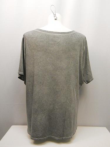 Women Notch Neck Tee T-Shirt PLUS SIZE 2X Solid Grey TERRA & SKY Short Sleeves