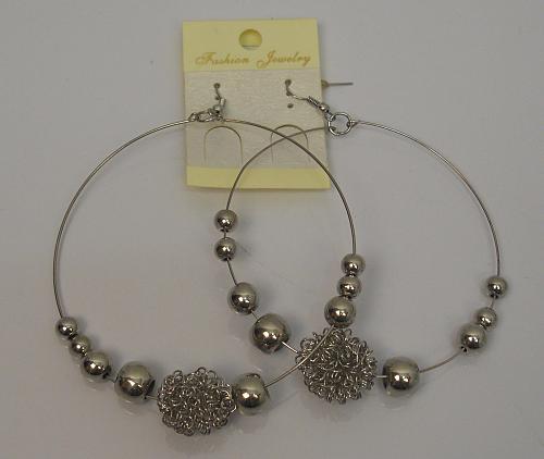 Earrings Women Wire Bead Drop Dangle Silver Tones Hook Fasteners FASHION JEWELRY