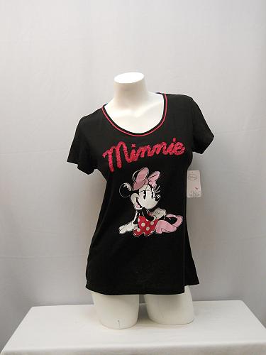 DISNEY Womens Sleepshirt SIZE M Minnie Graphic Black Short Sleeves Scoop Neck