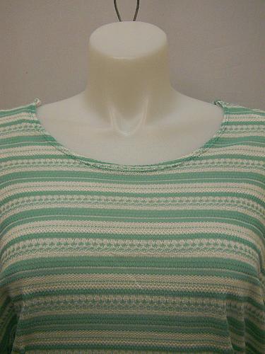 Womens Crochet Top PLUS SIZE 1XL 2XL 3XL ZENOBIA Sheer Mint Striped Dolman Sleev