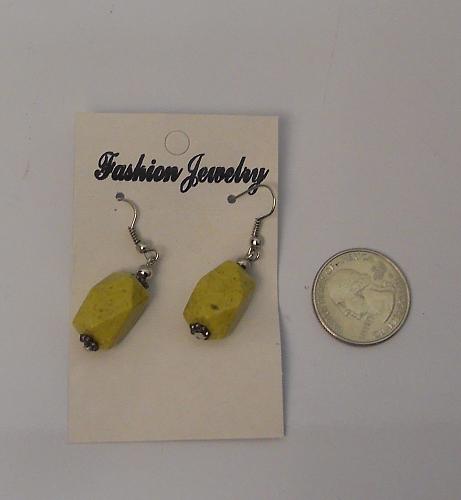 Women Yellow Earrings Drop Dangle Silver Tones Hook Fasteners FASHION JEWELRY