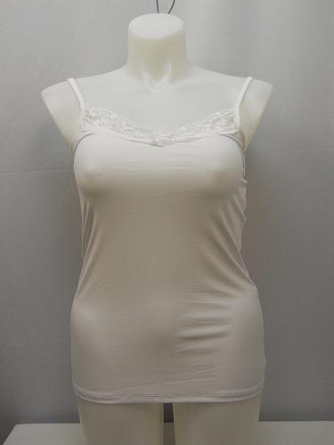 Cami Tank Top Women PLUS SIZE XL Solid White Lace V-Neck Spaghetti Straps Pullov