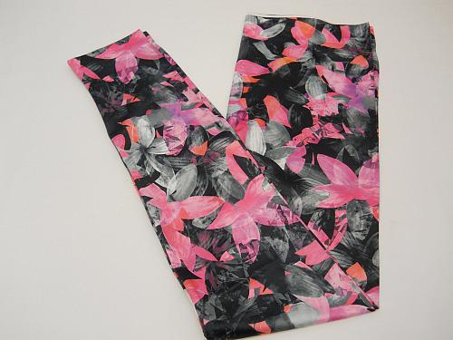 Women Seamless Leggings FLORAL PRINT SIZE L Skinny Legs Mid Rise Inseam 29