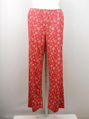 Women Knit Pajama Bottoms SIZE XL Red Print Elastic Waist Straight Legs Unbrande