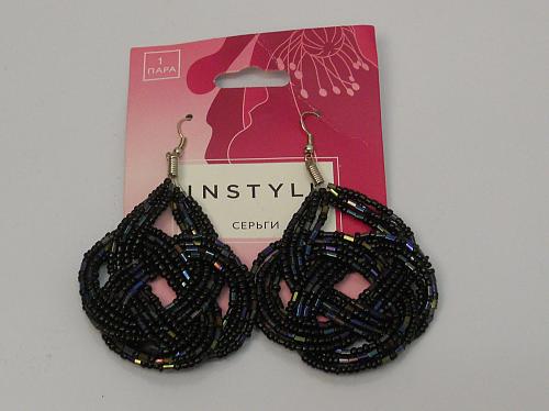 Women Fashion Earrings Drop Dangled Black Beads Hook Fasteners INSTYLE JEWELRY