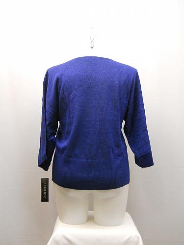 Women Sweater Size XL Elementz Blue Kimono Sleeves Scoop Neck Thin Acrylic