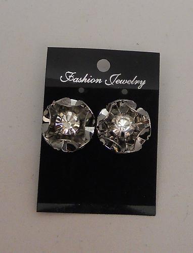 Womens Earrings Fashion Rhinestones Silver Floral Cluster FASHION JEWELRY Push B