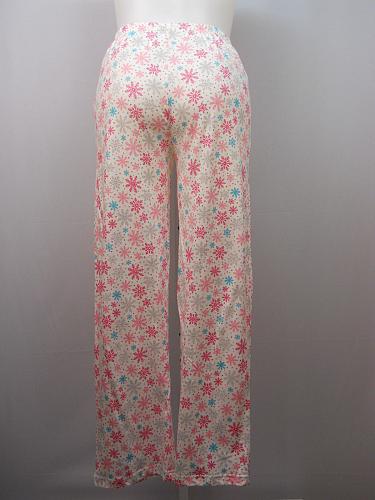 Women Knit Pajama Bottoms White Print SIZE M Straight Legs Elastic Waist Unbrand