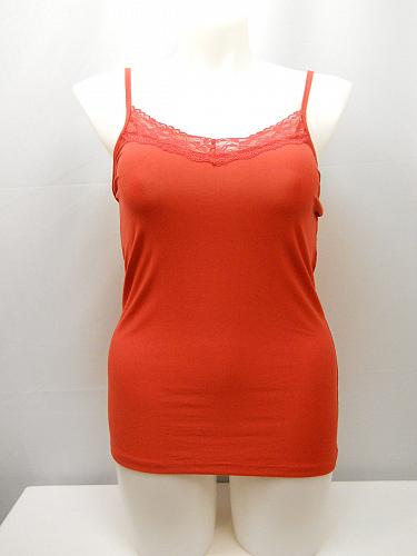 Cami Tank Top Women SIZE XL Solid Red Spaghetti Straps Lace V-Neck Pullover