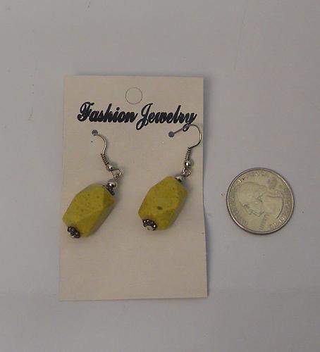 Women Yellow Earrings Drop Dangle Silver Tones Hook Fasteners FASHION JEWELRY