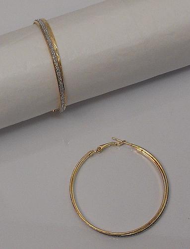 Hoop Earrings Gold Tones Glitter Leverback Fasteners Women FASHION EARRINGS