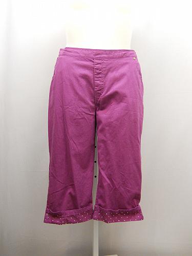 Capris Women SIZE 18P AMERICAN SWEETHEART Solid Violet Studded Cuffs Elastic Wai