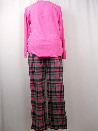 Pajama Set Microfleece Women SIZE XL SECRET TREASURES Pink Plaid Long Sleeves