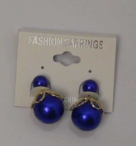 Women Stud Ball Earrings Blue Fashion Push Back Fasteners FASHION EARRINGS