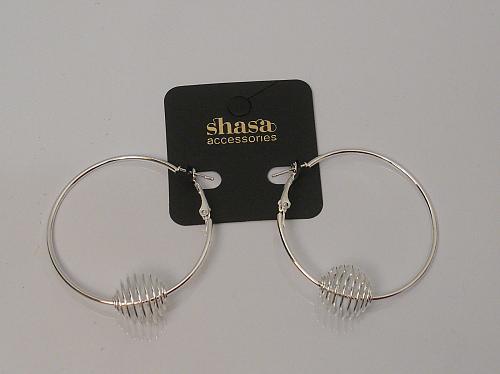 Women Fashion Hoop Earrings Springs Silver Tones Leverbacks SHASA ACCESSORIES