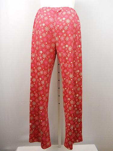 Women Knit Pajama Bottoms SIZE XL Red Print Elastic Waist Straight Legs Unbrande